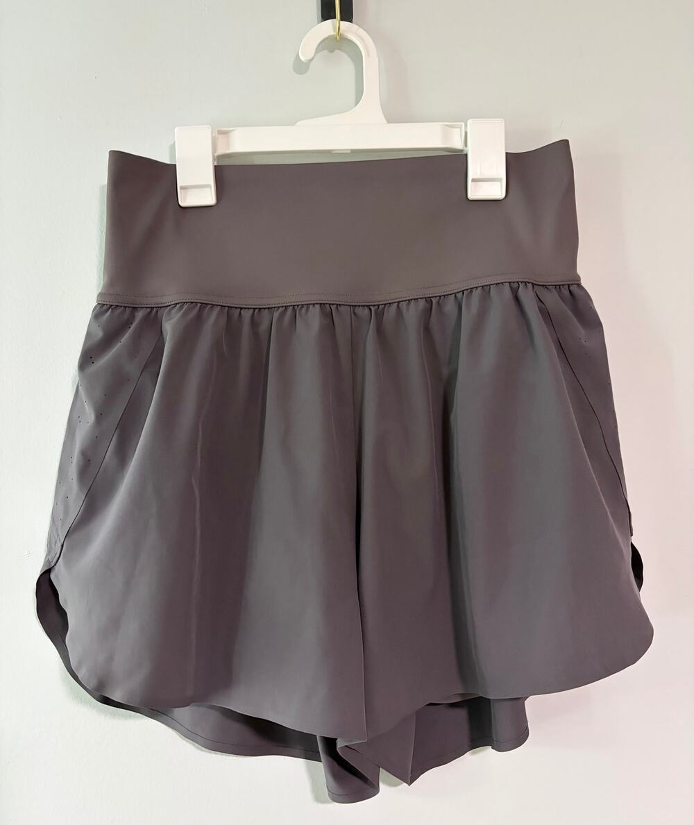 Vitality Balance Collection Women's L Gray 2-in-1 Running Shorts Athletic Flowy